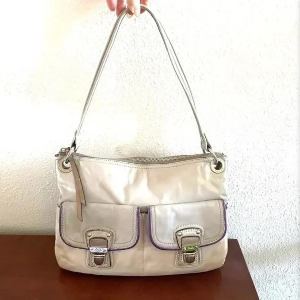 Coach Silver Metallic Leather Messenger Shoulder Bag #18996